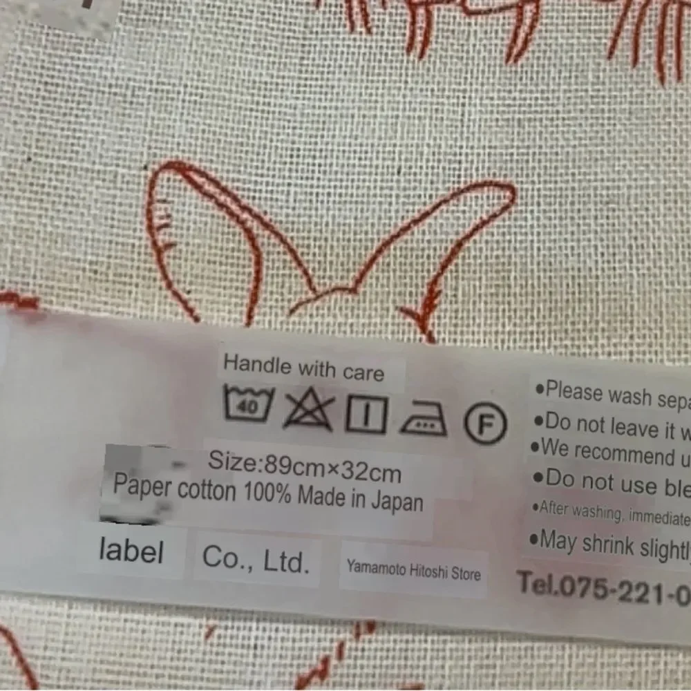 Isabelle Boinot paper cotton made in Japan 89cm x 32cm napkin Rabbits prints